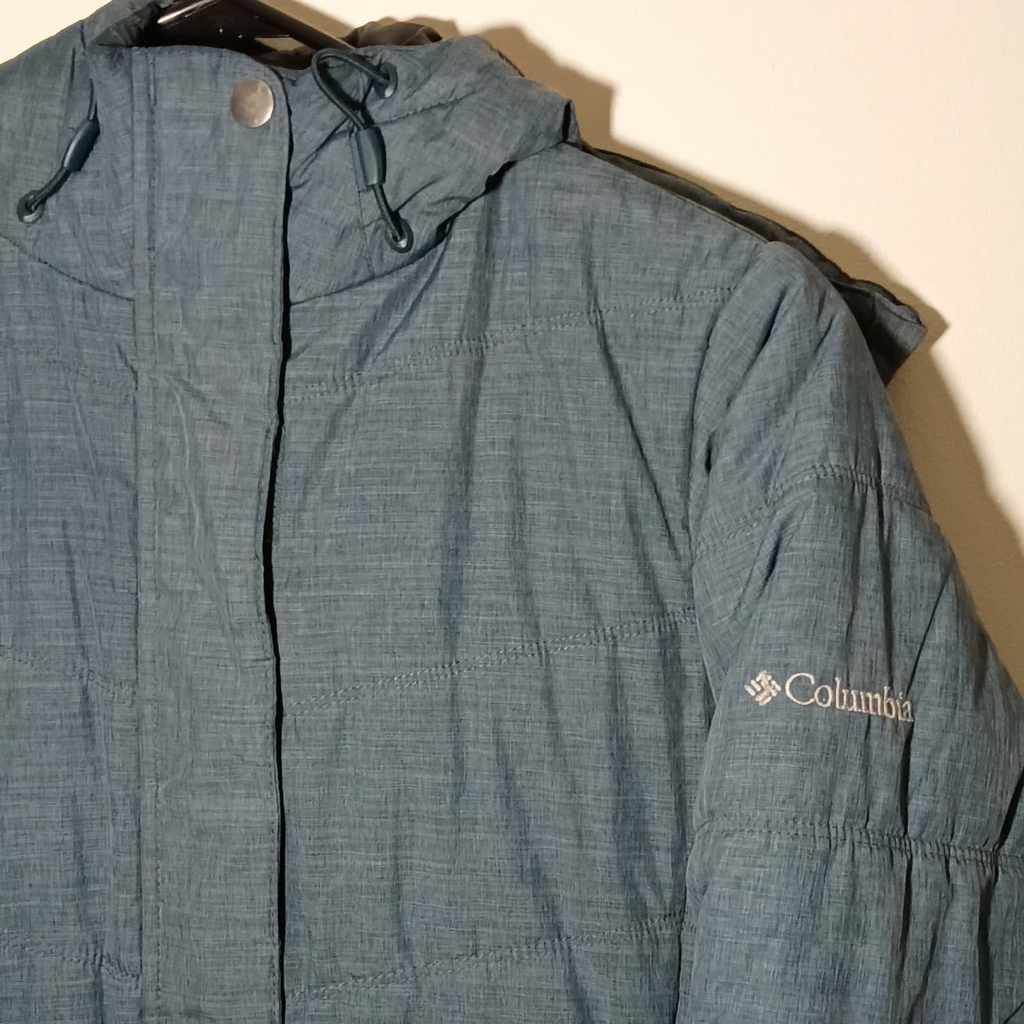 Columbia Blue Heathered Insulated Puffer Jacket Hooded Gorpcore Size XS - Thumbnail 2