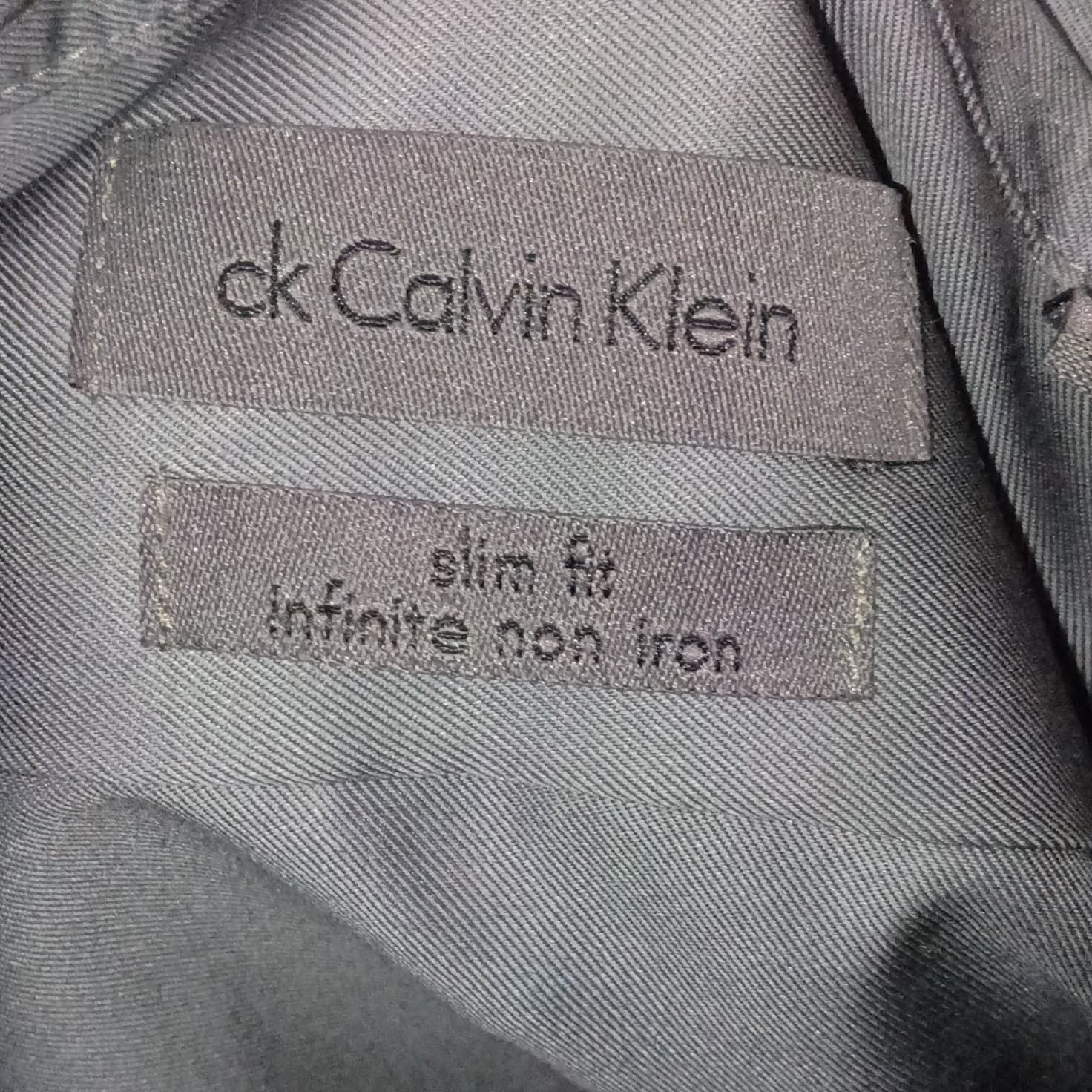 CALVIN KLEIN Size 16-32/33 GRAY SLIM FIT NON-IRON MEN BUTTON UP SHIRT ARC - Thumbnail 9
