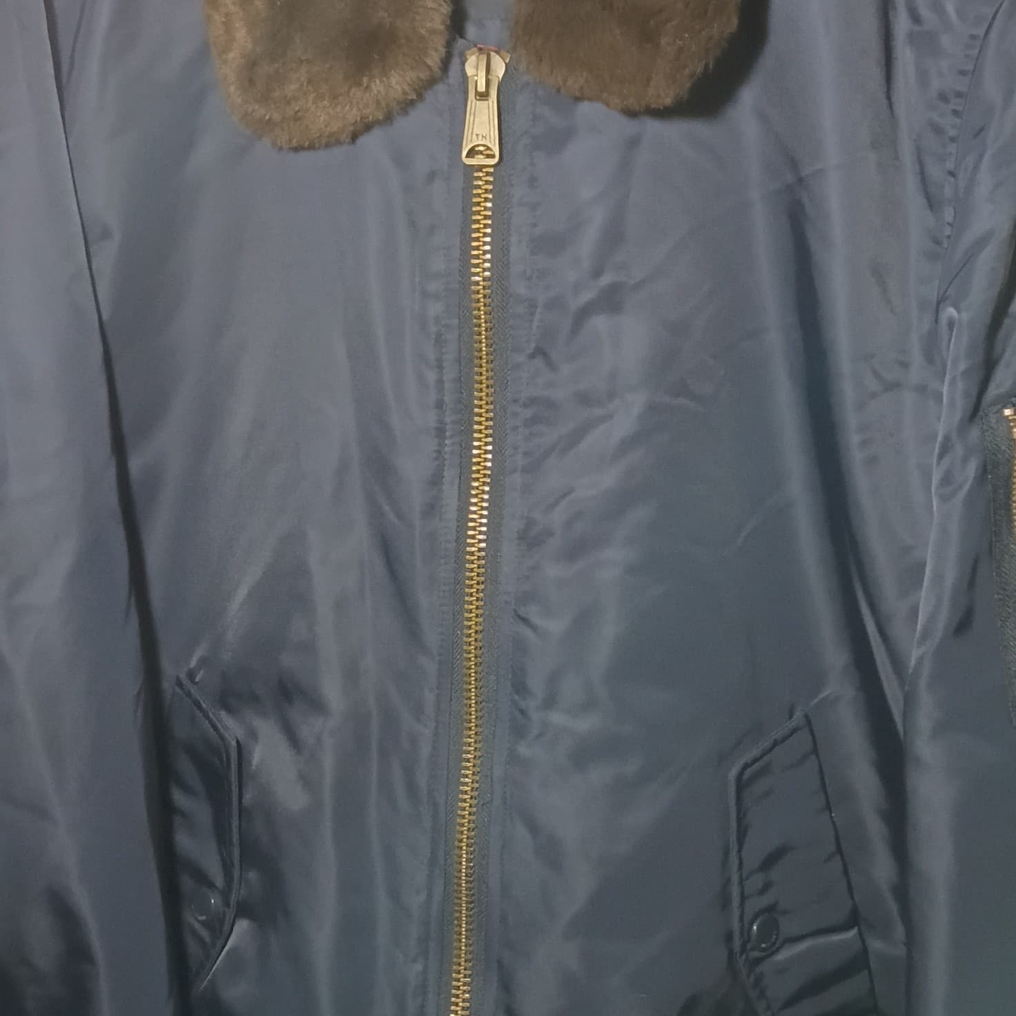 TOMMY HILFIGER REMOVABLE FAUX FUR MENS FULL ZIP BOMBER LOGO JACKET SZ: large - Thumbnail 7