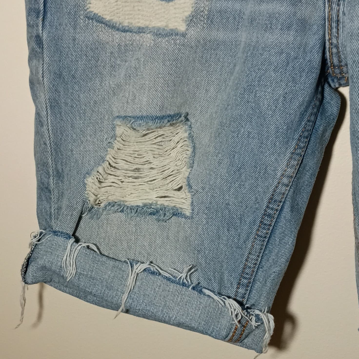 Levi's 511 Jean Shorts Mens 31 Blue Cutoff 100% Cotton Distressed Slim Fit - Thumbnail 5