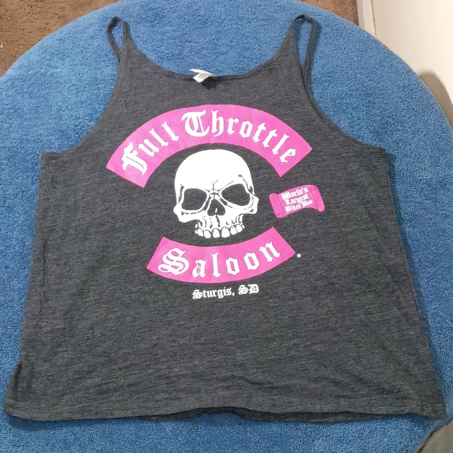 Bella + Canvas Full Throttle Saloon FTS Graphic Tank Top Gray Pink Scoop Neck - Thumbnail 8