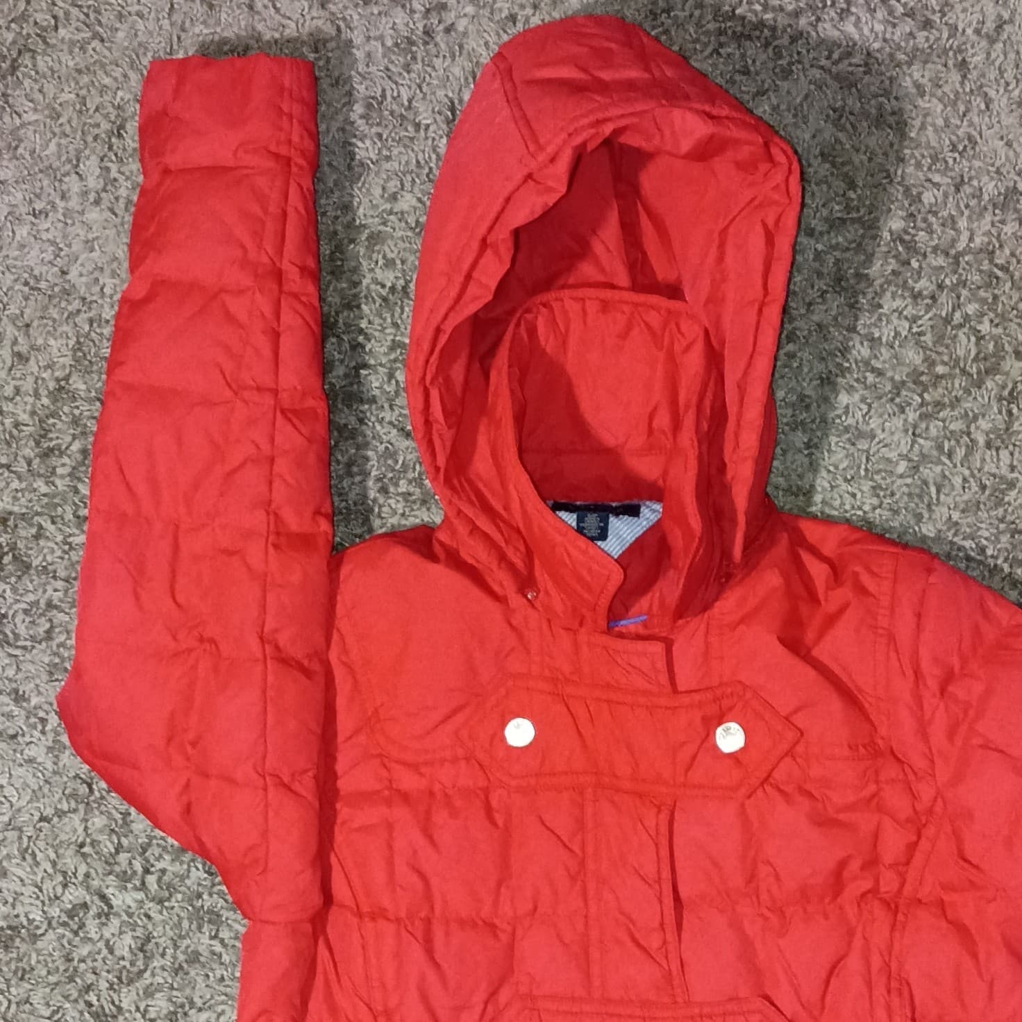 Tommy Hilfiger Coat Size Small Women Hooded Red Puffer Coat - Thumbnail 2