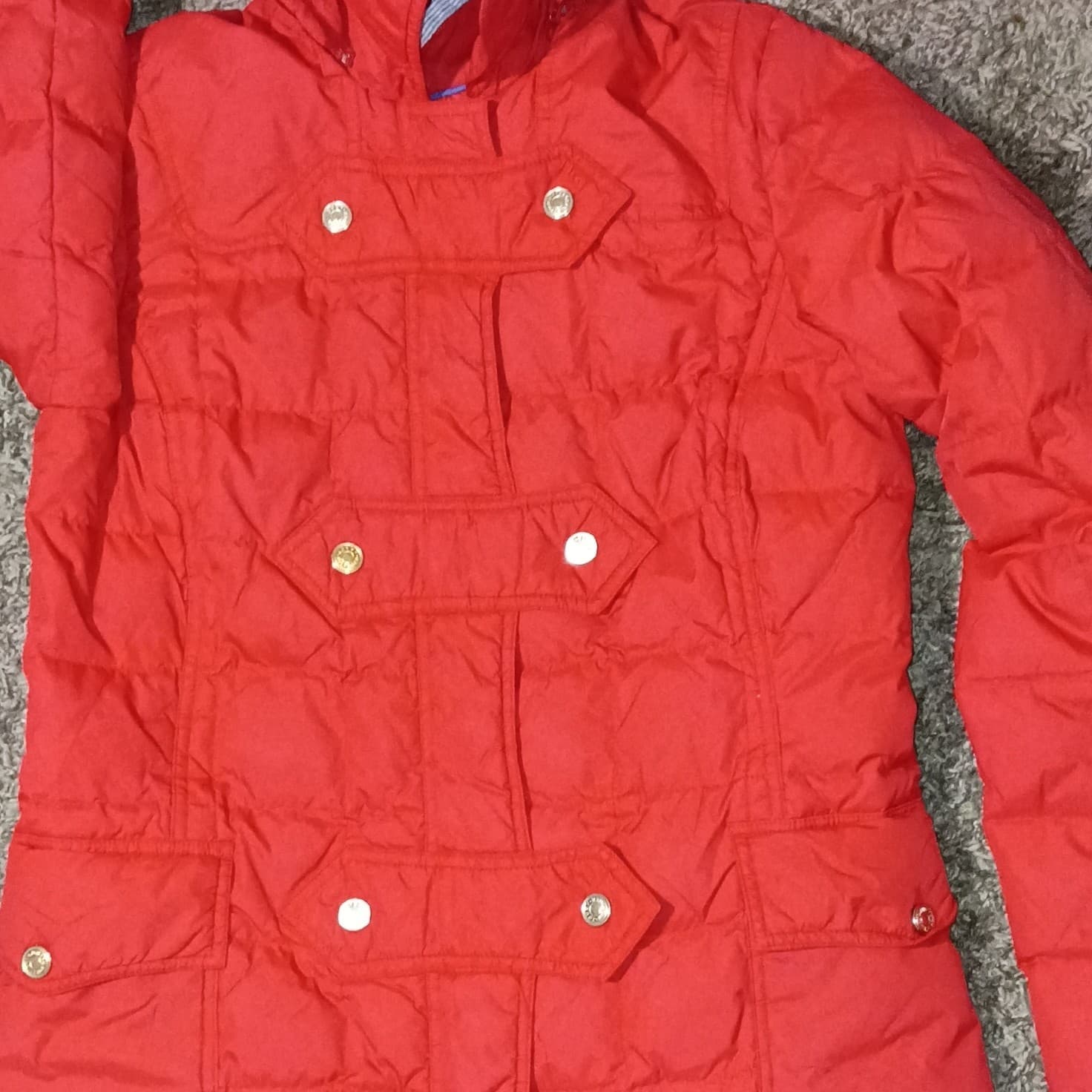 Tommy Hilfiger Coat Size Small Women Hooded Red Puffer Coat - Thumbnail 3