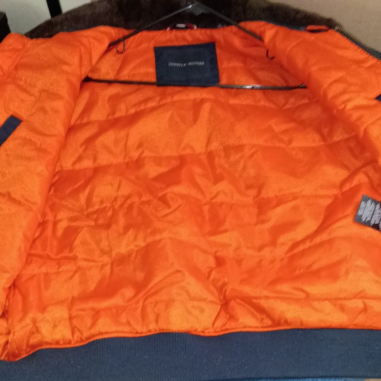 TOMMY HILFIGER REMOVABLE FAUX FUR MENS FULL ZIP BOMBER LOGO JACKET SZ: large - Thumbnail 20