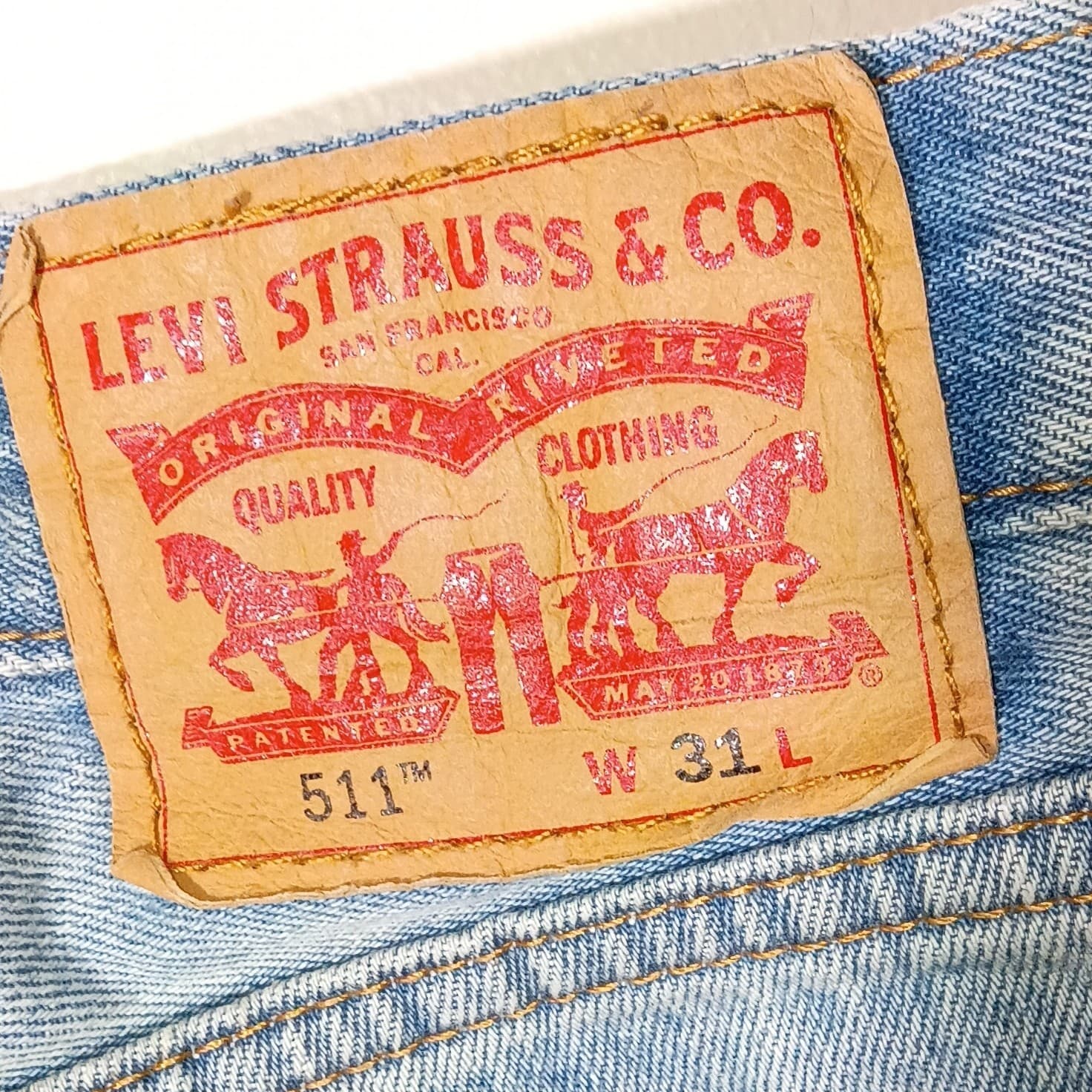 Levi's 511 Jean Shorts Mens 31 Blue Cutoff 100% Cotton Distressed Slim Fit - Thumbnail 11