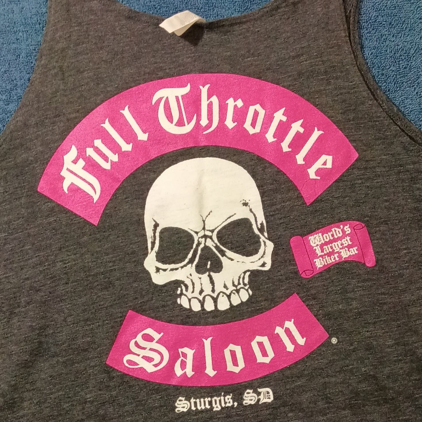 Bella + Canvas Full Throttle Saloon FTS Graphic Tank Top Gray Pink Scoop Neck - Thumbnail 9