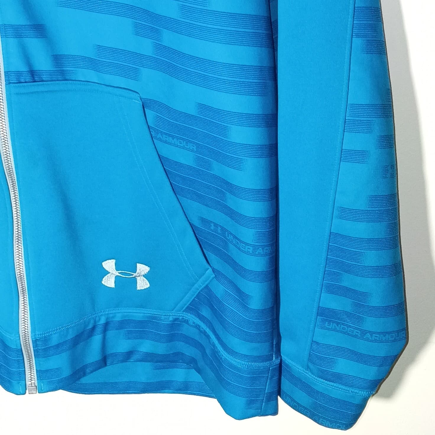 UNDER ARMOUR MENS LOOSE FIT BLUE STRIPE FULL ZIP HOODED JACKET SIZE LARGE - Thumbnail 4