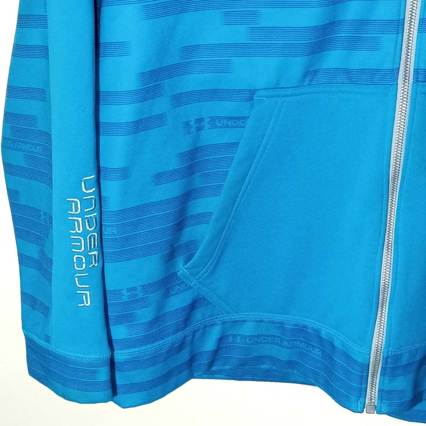 UNDER ARMOUR MENS LOOSE FIT BLUE STRIPE FULL ZIP HOODED JACKET SIZE LARGE - Thumbnail 5
