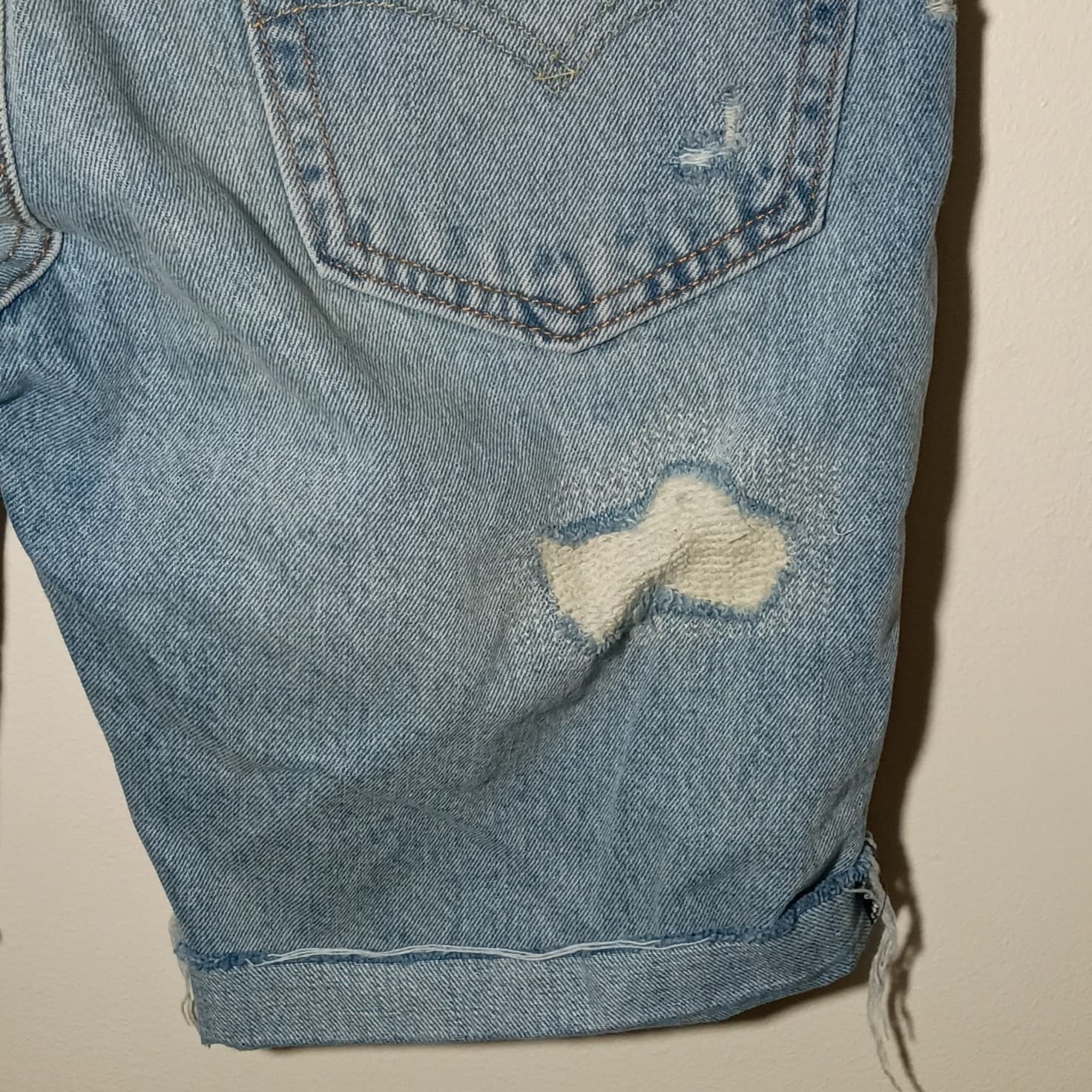 Levi's 511 Jean Shorts Mens 31 Blue Cutoff 100% Cotton Distressed Slim Fit - Thumbnail 8