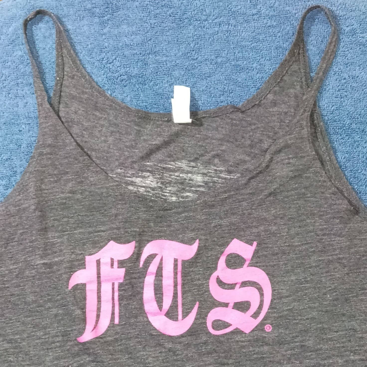 Bella + Canvas Full Throttle Saloon FTS Graphic Tank Top Gray Pink Scoop Neck - Thumbnail 3