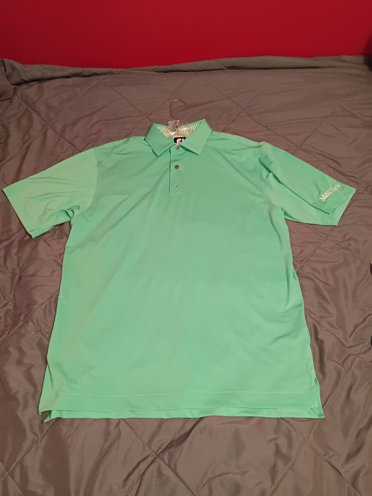 FootJoy men's polo size large color light money green a003