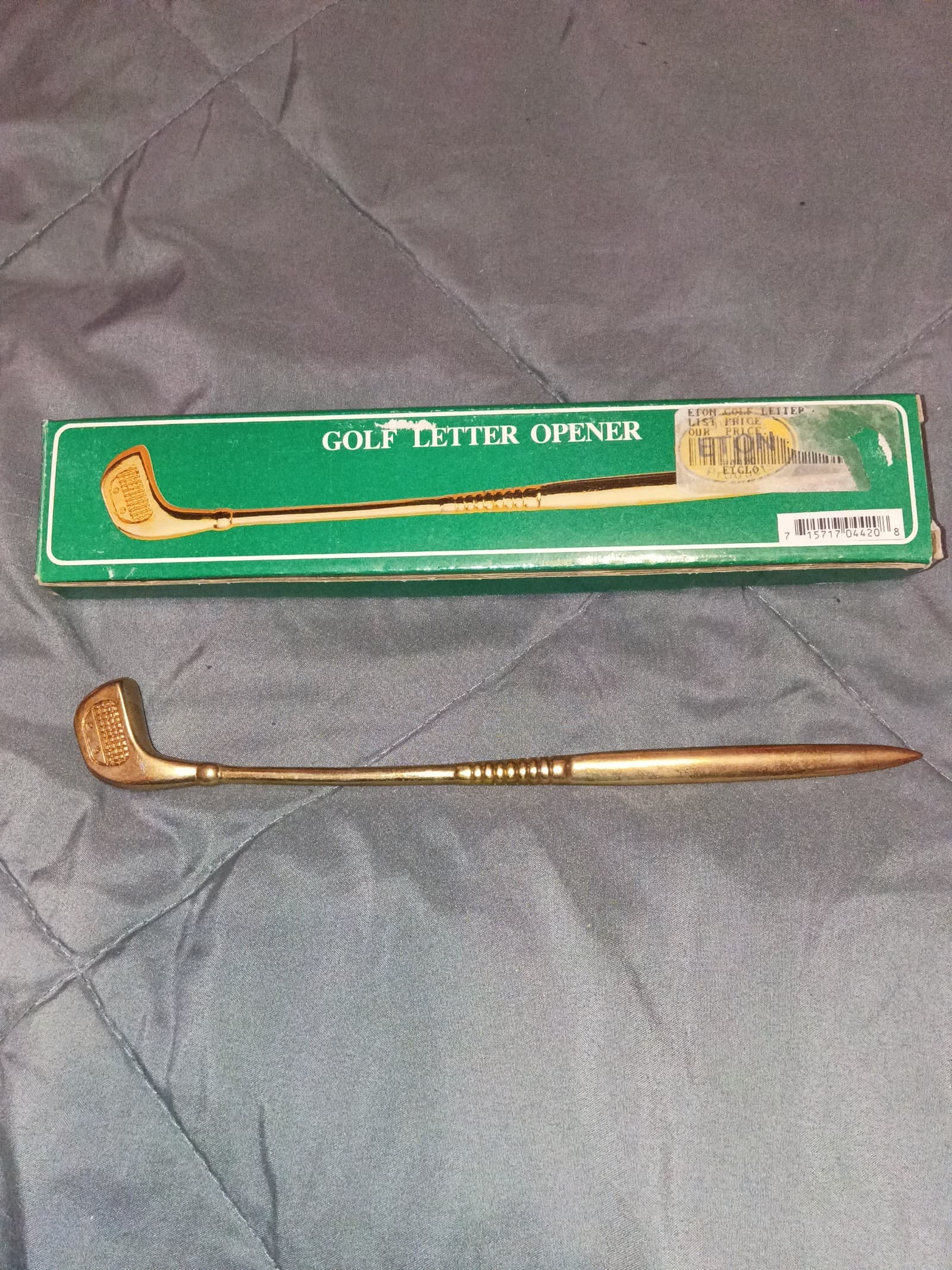 Golf club letter opener gold plated finish