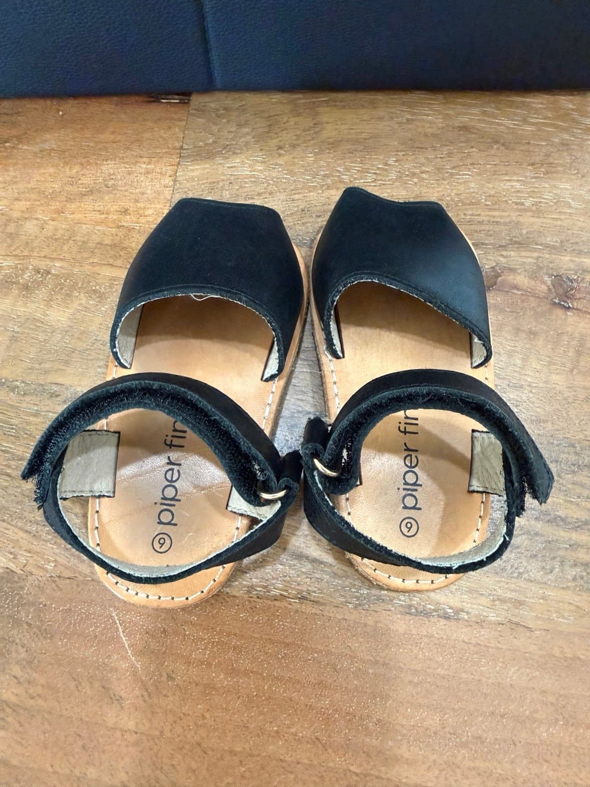 Toddler leather peep toe sandals - Thumbnail 4