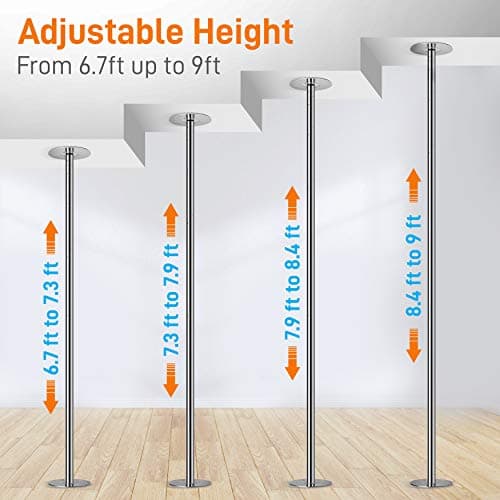 SereneLife - Professional Spinning Dancing Pole - Portable & Removable Fitness Pole - Black - Thumbnail 3