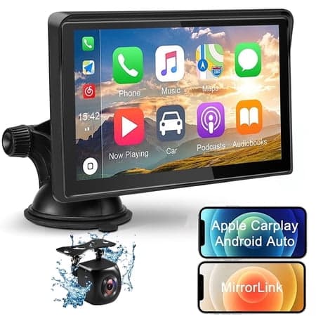 7-inch Touchscreen Wireless Car Stereo  Portable Car Radio Receiver with Apple Carplay & Android Auto Rear Camera GPS - Thumbnail 2