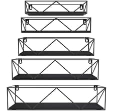 Floating Shelves  Sindcom Home Wood Shelf Wall Mounted  Set of 5  Multiple Sizes  Black - Thumbnail 8