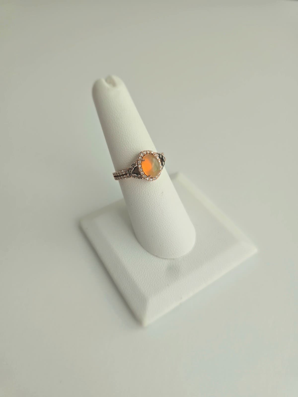 Le Vian 8x6mm Opal & 0.35 CTW Diamonds 14k Rose Gold Ring Size 6.75 - Thumbnail 3