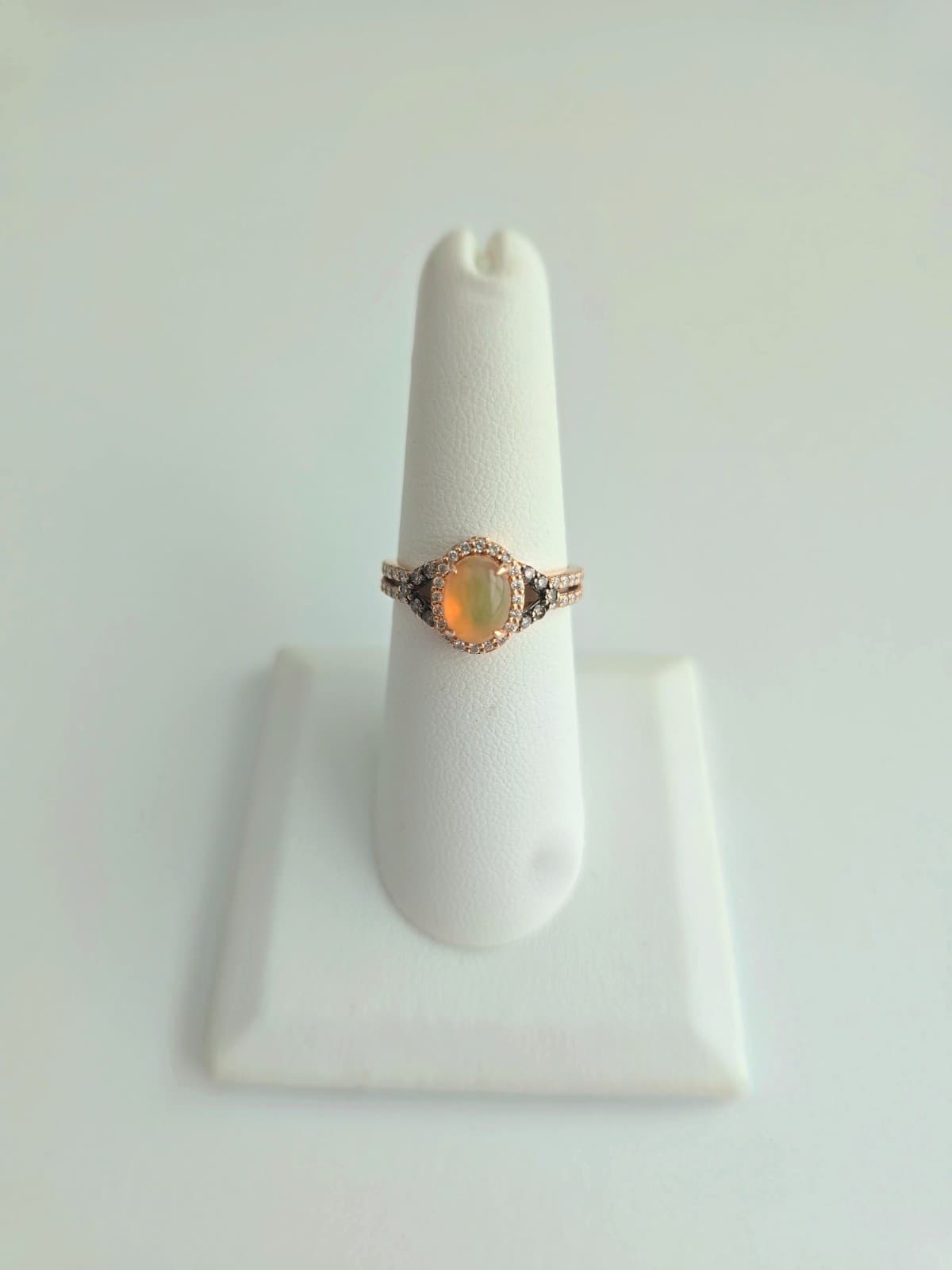Le Vian 8x6mm Opal & 0.35 CTW Diamonds 14k Rose Gold Ring Size 6.75 - Thumbnail 2
