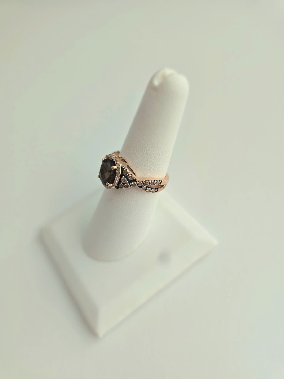 LeVian 14k Rose Gold Chocolate Quartz, Diamond Ring - Size 6.75 (C31012566) - Thumbnail 4