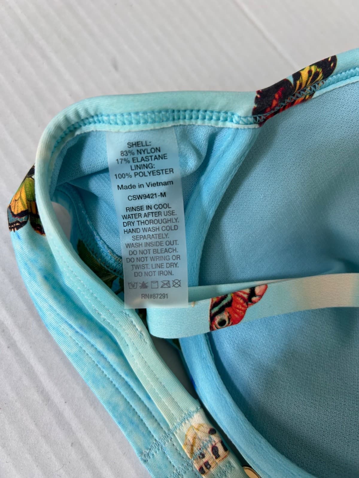 Johnny Was Women's XS Costa Azul Butterfly Aqua Blue Bikini Top Bra EUC - Thumbnail 7