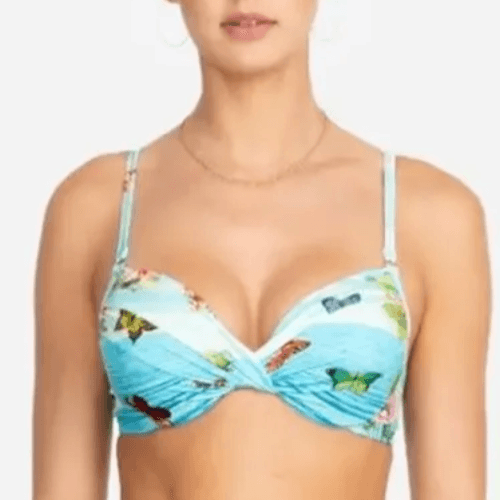Johnny Was Women's XS Costa Azul Butterfly Aqua Blue Bikini Top Bra EUC - Thumbnail 4