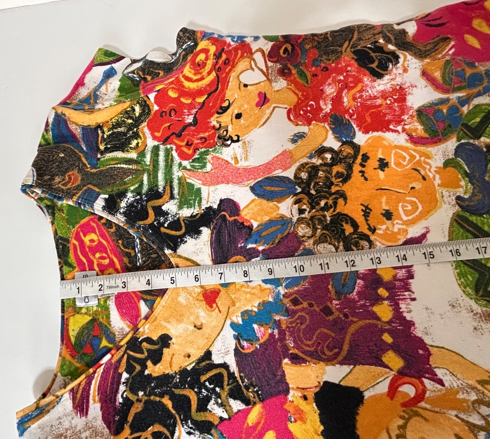 Vintage Chicos Cotton Top Size 3 L Art To Wear Women Festival Rare Bright j - Thumbnail 4