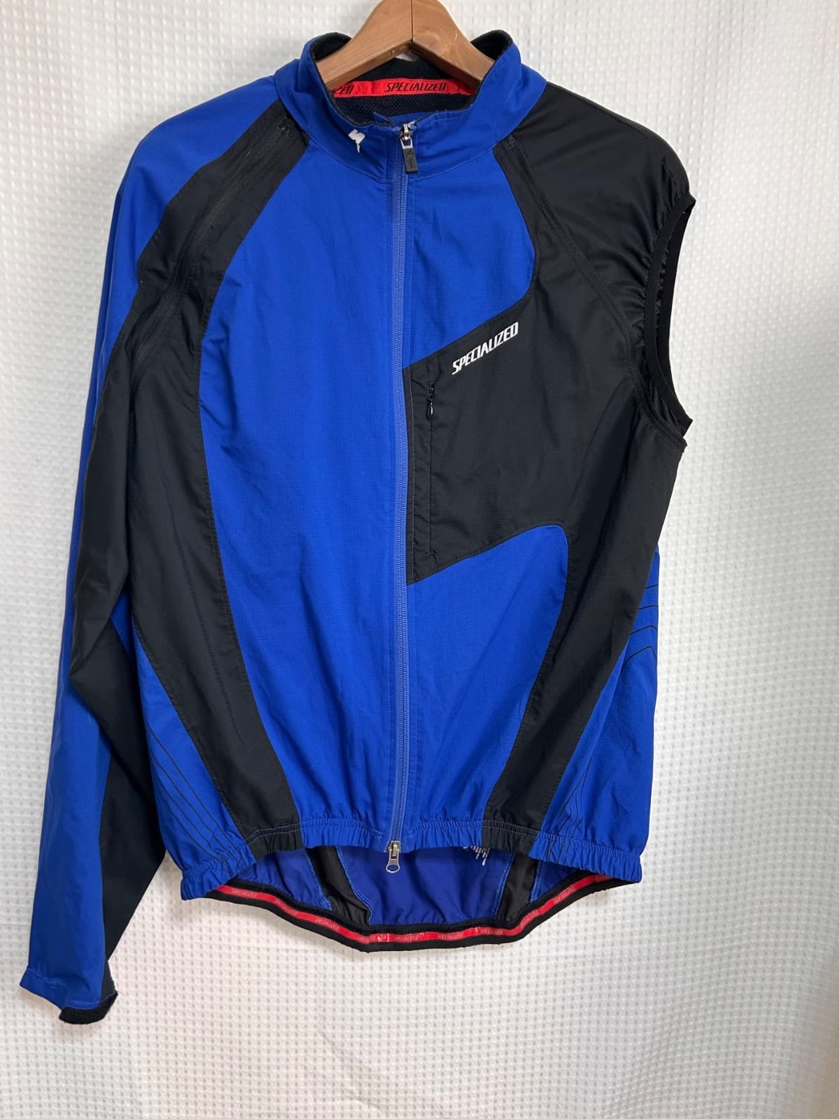Specialized Deflect Hybrid Rain Jacket Mens L Blue Vest Convertible Wind c - Thumbnail 2