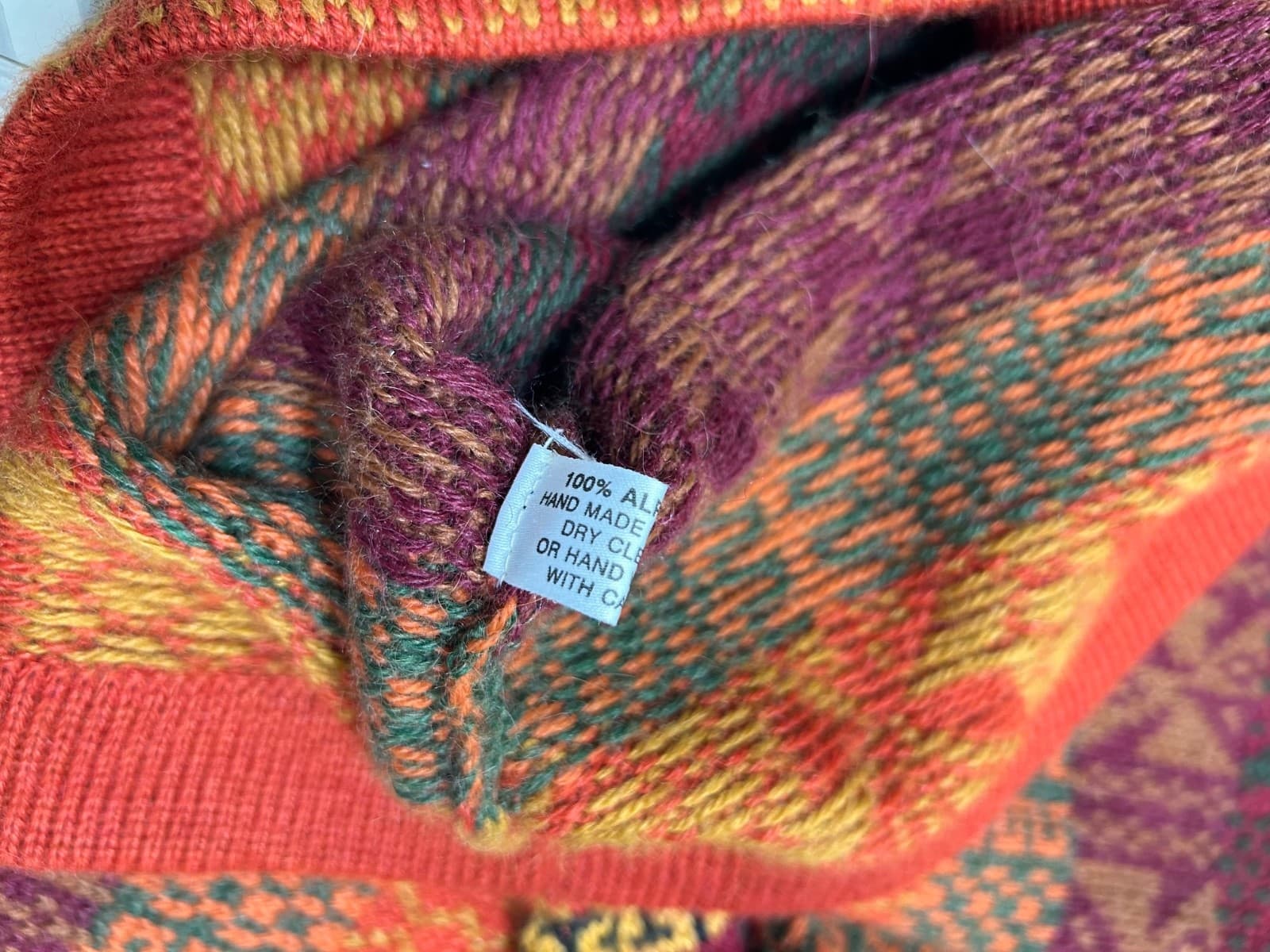 The Alpaca Connection size S Tribal Print Cardigan Sweater Made In Peru g - Thumbnail 10