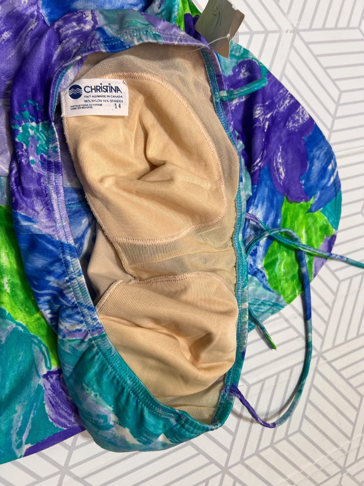NWT Vintage 90s Christina Canada size 14 Modern 10 M/L Halter One Piece Swimsuit - Thumbnail 10