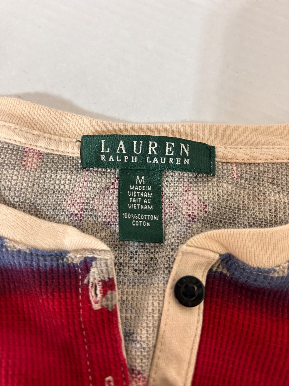 Ralph Lauren Shirt Womens size M Henley Aztec Geometric Southwestern Boho v - Thumbnail 3