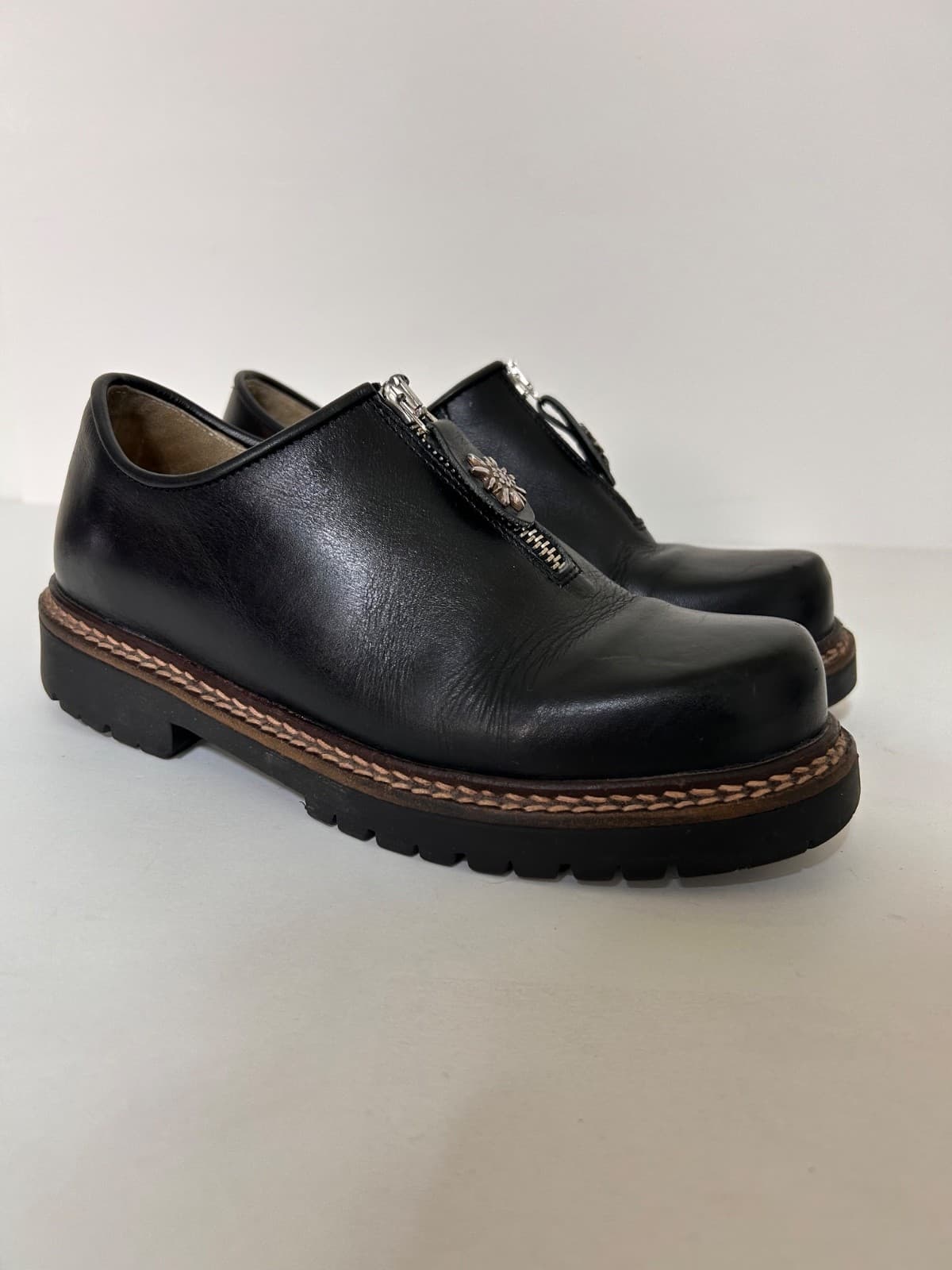 Geier Wally Spain Women size 6 36 Leather Zip Up Oxford Lug Sole Shoes - Thumbnail 2