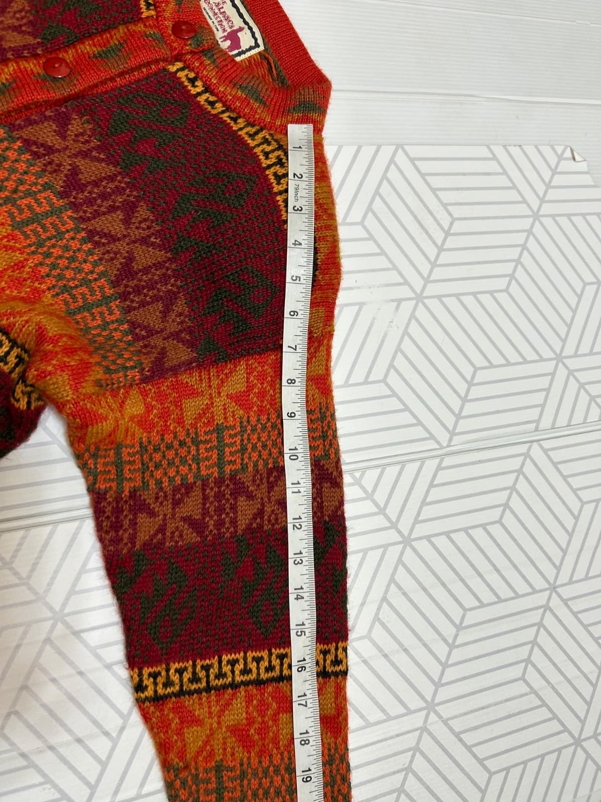 The Alpaca Connection size S Tribal Print Cardigan Sweater Made In Peru g - Thumbnail 6