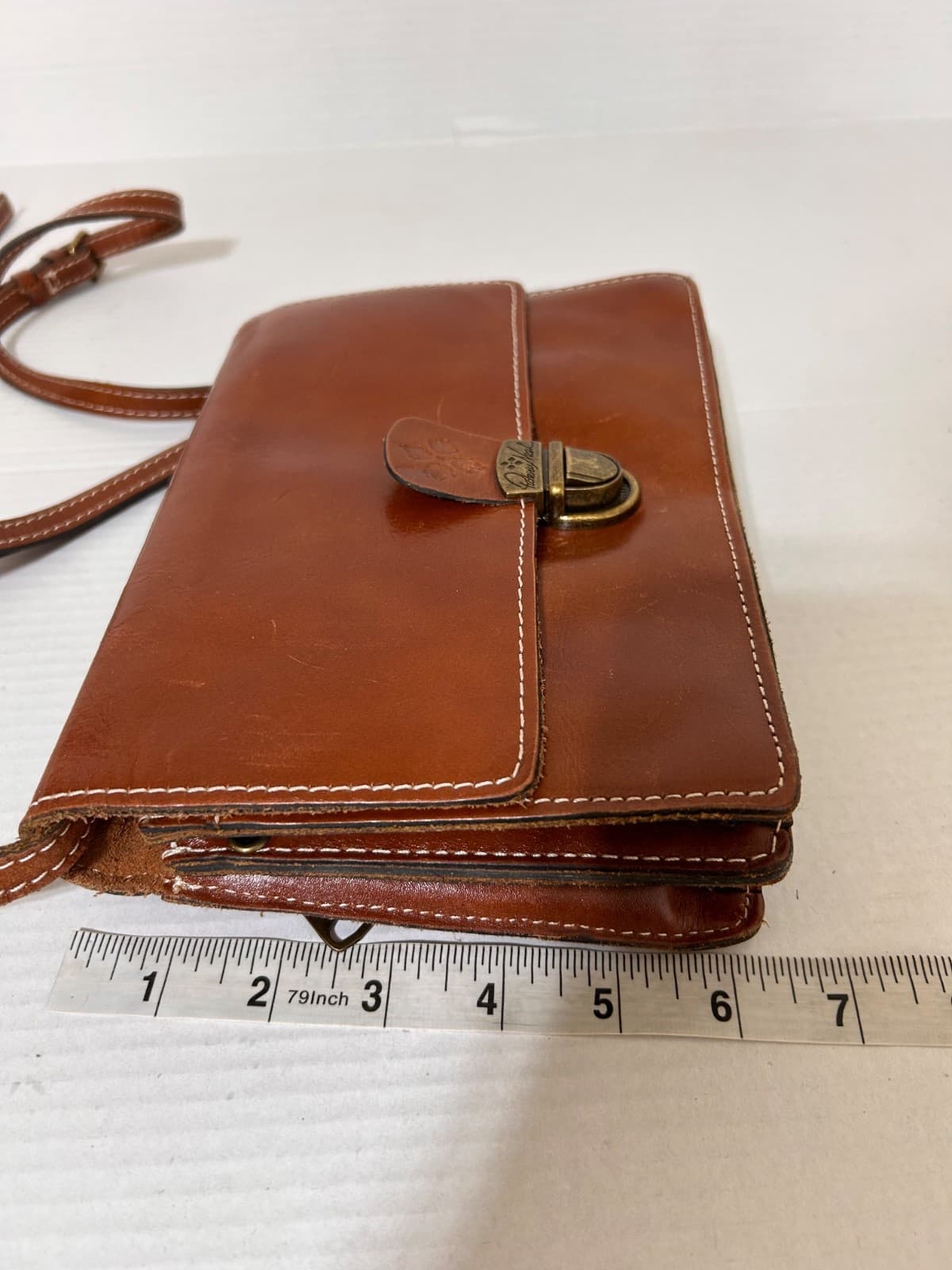 Patricia Nash Lanza Crossbody Organizer Tan Brown Wallet Car Slots Vintage Insp - Thumbnail 5