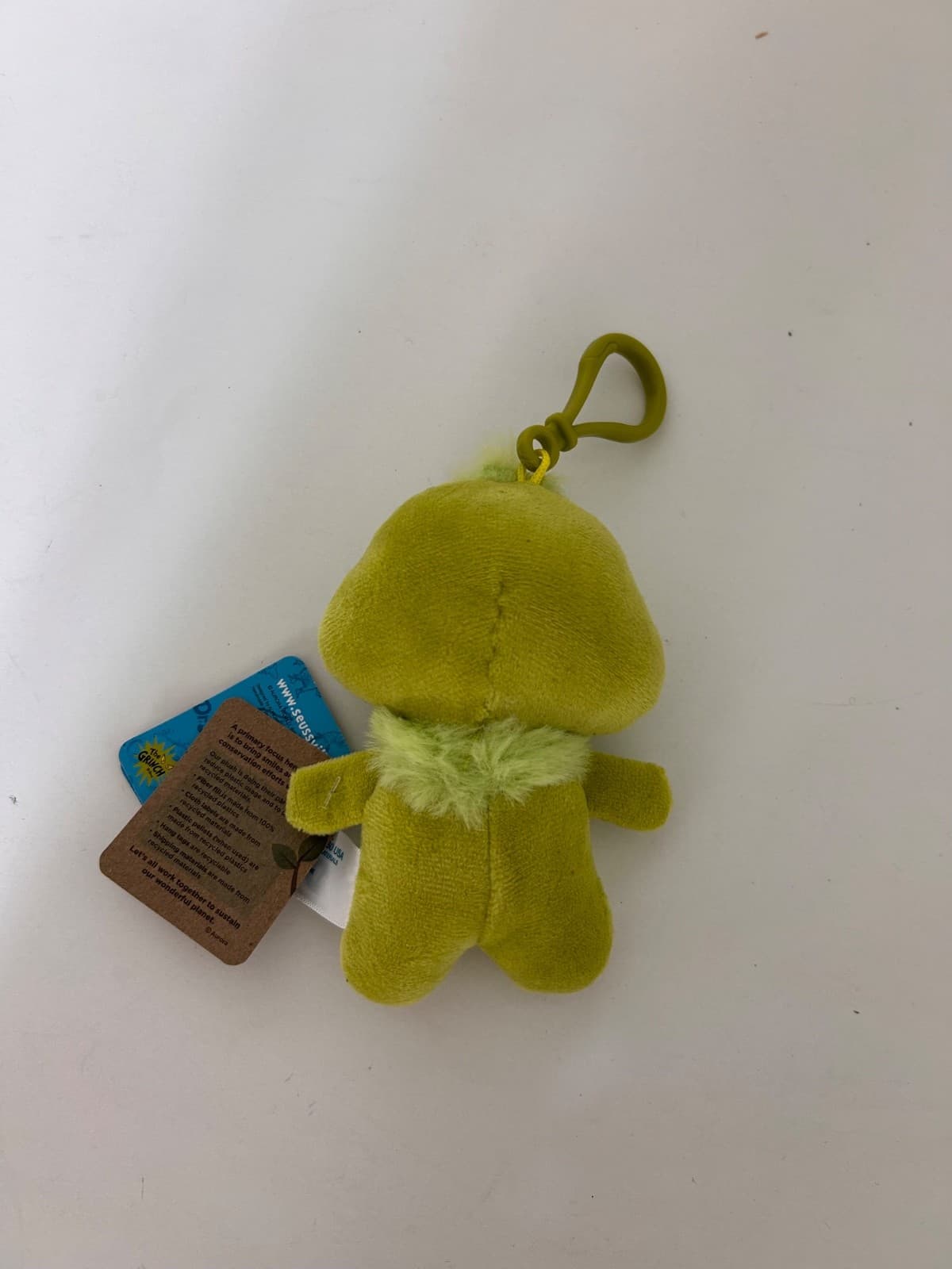 Aurora Dr. Seuss Grinch Clip On Plush Stuffed Toy Keychain Bag Charm 5" NWT - Thumbnail 4