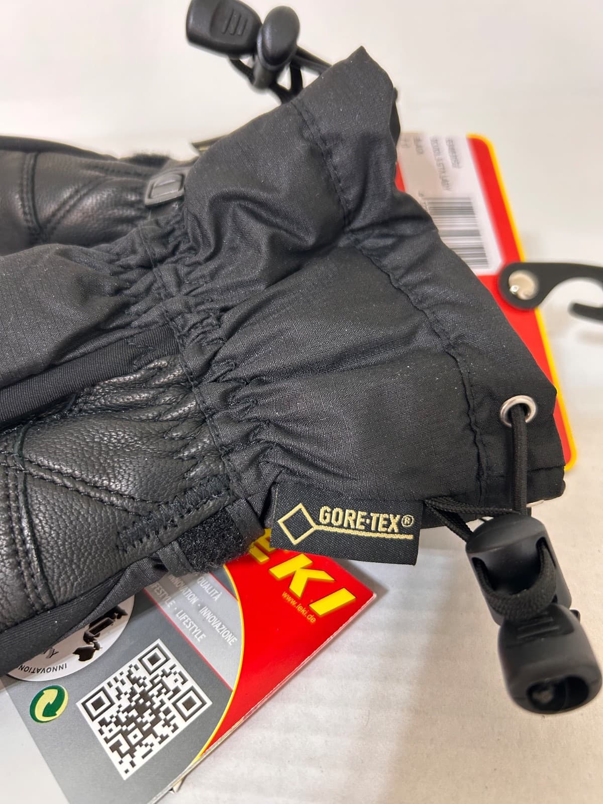 $110 Leki Womens size 7 (Small XS) Leather Goretex Ski Gloves Ladies Black b - Thumbnail 3