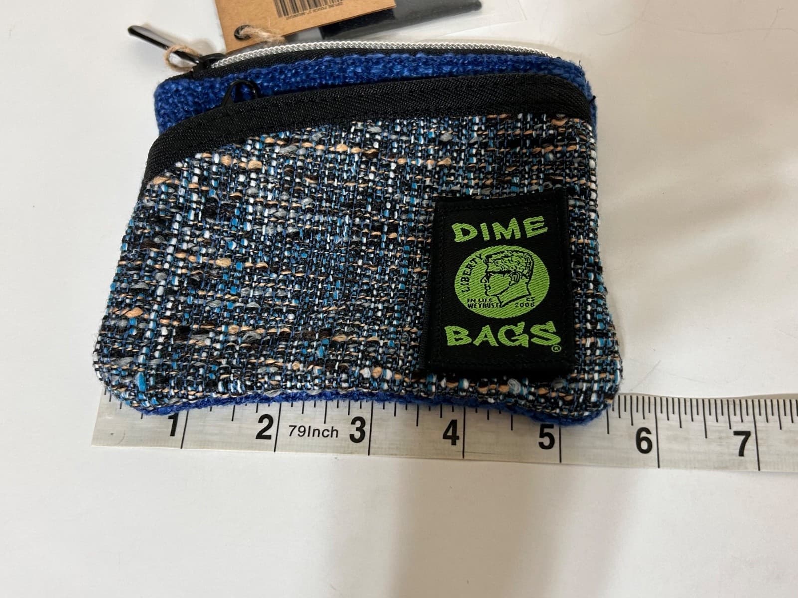 NWT DIME BAGS Zipline Hemp Pouch W Clip, 5” Midnight Blue 2 Pocket - Thumbnail 3