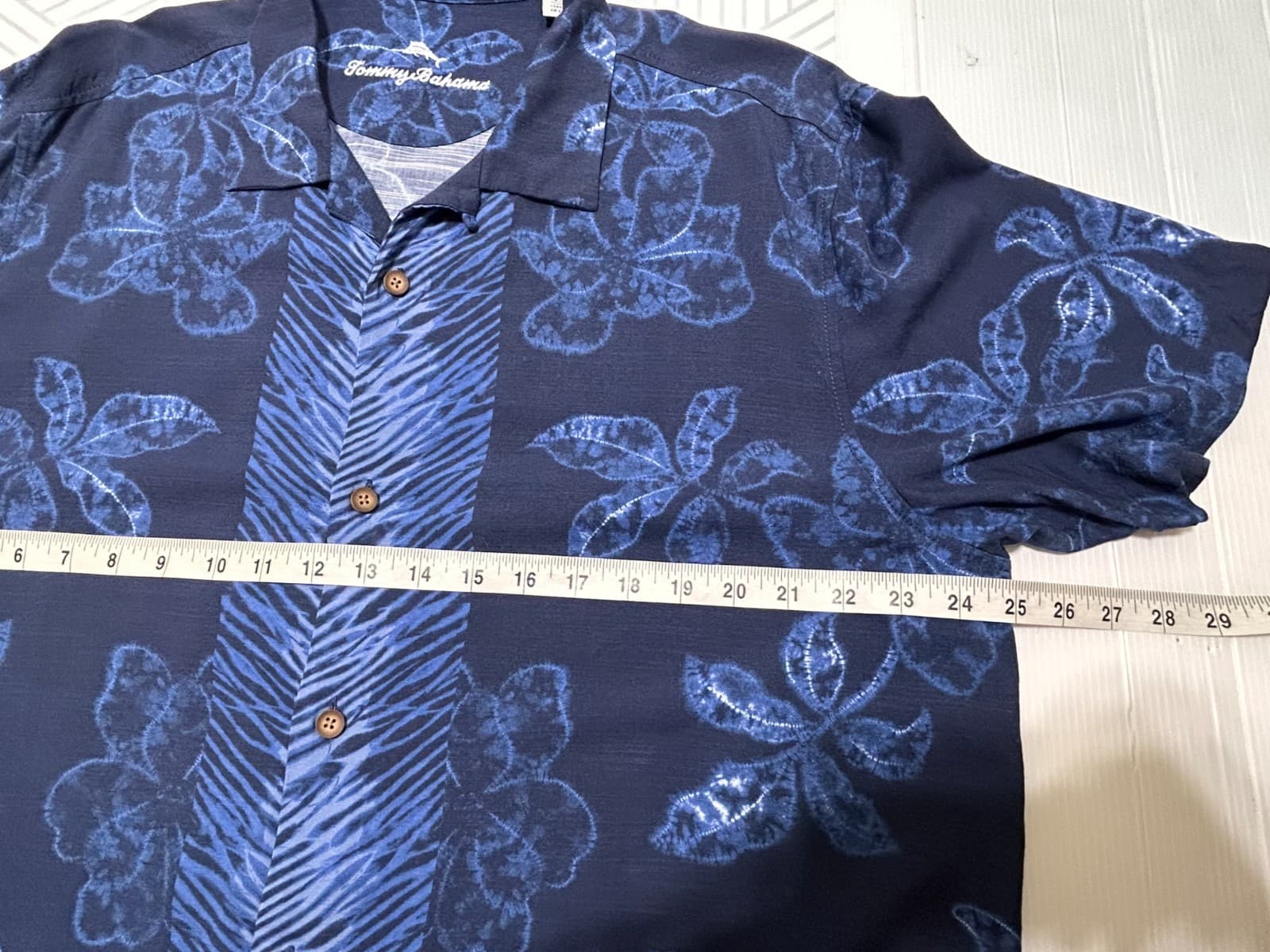 Tommy Bahama Artist Series Blue Floral Hawaiian Shirt Men's Size Large a1 - Thumbnail 6