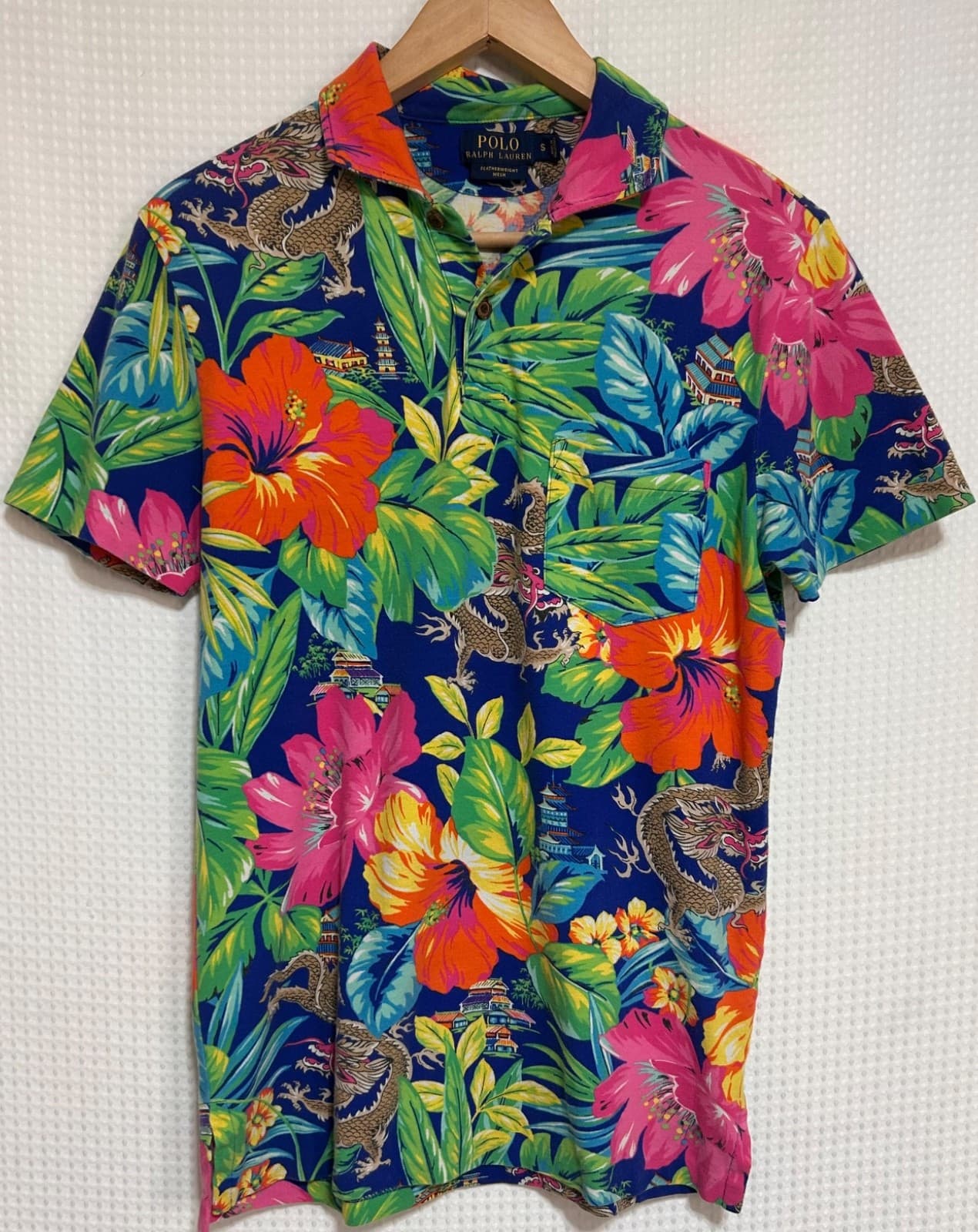 Polo Ralph Lauren Featherweight Mesh Dragon Hawaiian Tshirt Men’s Small a1 - Thumbnail 10