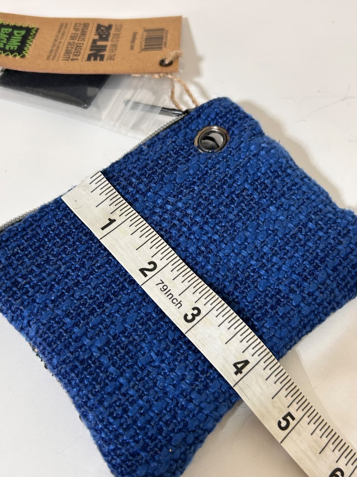 NWT DIME BAGS Zipline Hemp Pouch W Clip, 5” Midnight Blue 2 Pocket - Thumbnail 2
