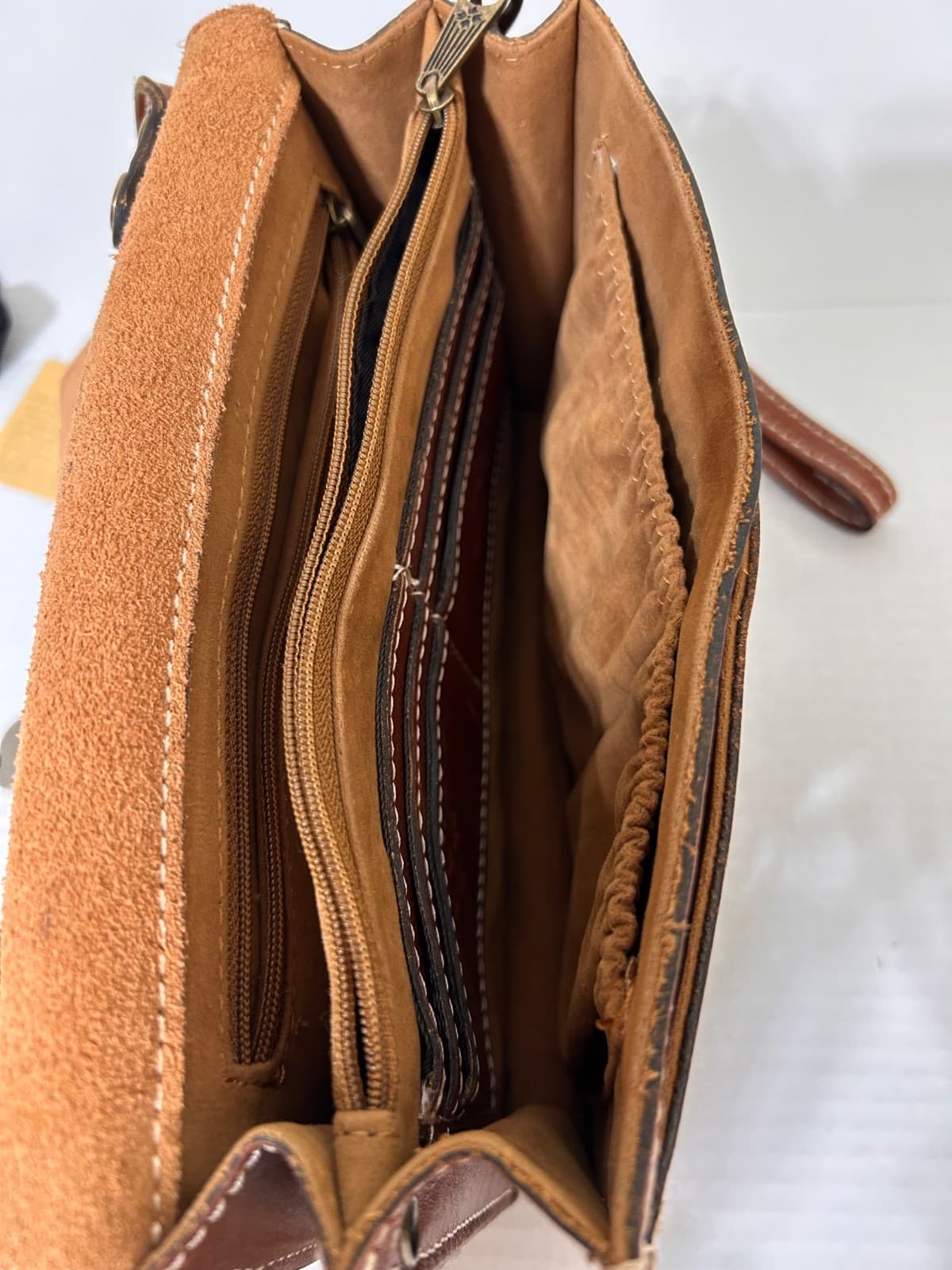 Patricia Nash Lanza Crossbody Organizer Tan Brown Wallet Car Slots Vintage Insp - Thumbnail 7