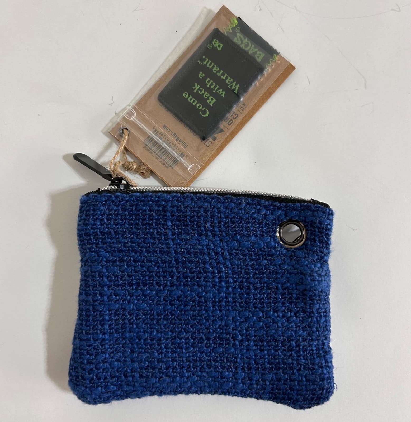 NWT DIME BAGS Zipline Hemp Pouch W Clip, 5” Midnight Blue 2 Pocket - Thumbnail 8