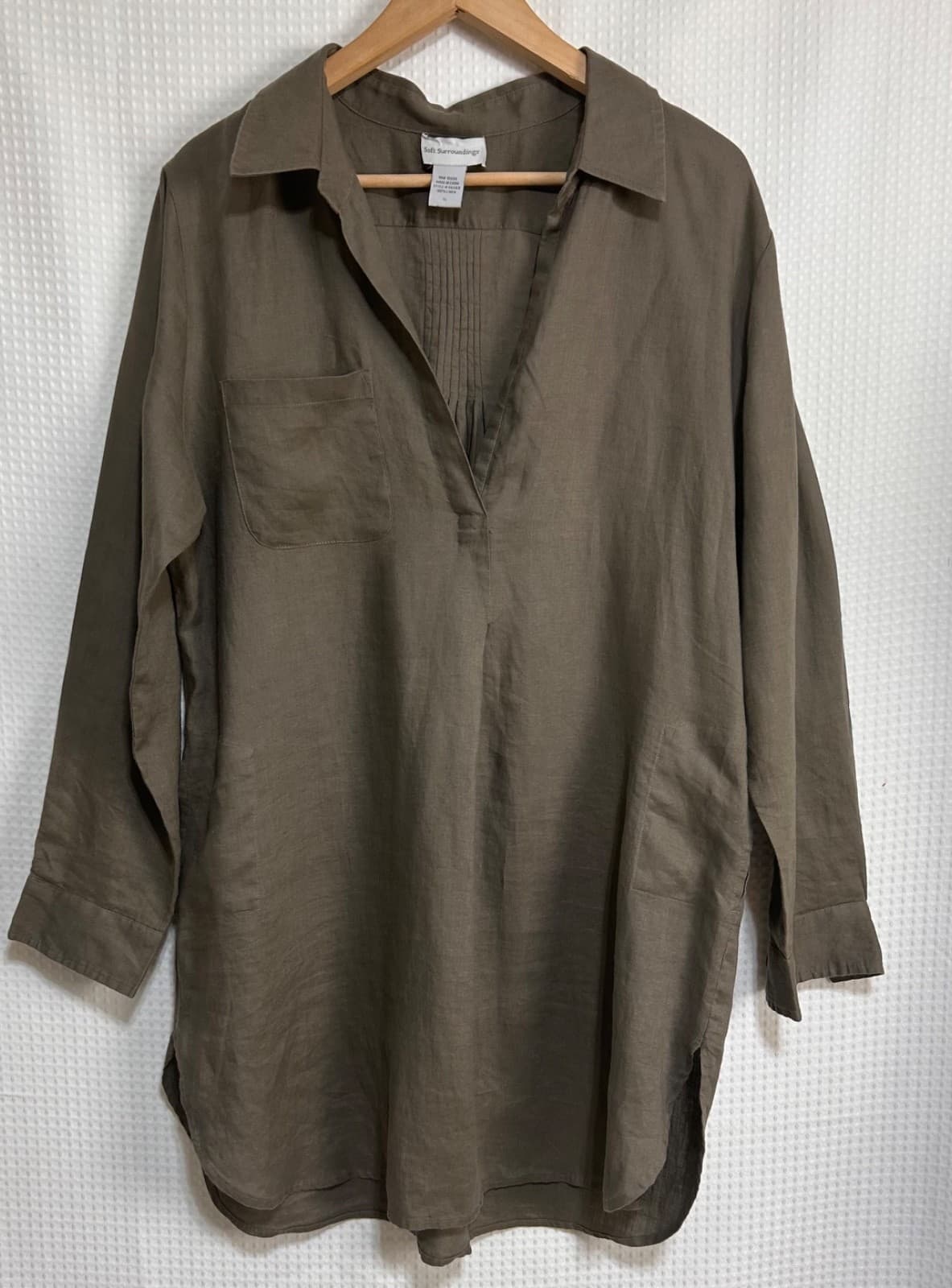 Soft Surroundings Tunic Short Dress 100% Linen Tall Large Pockets Minimalist a1 - Thumbnail 11