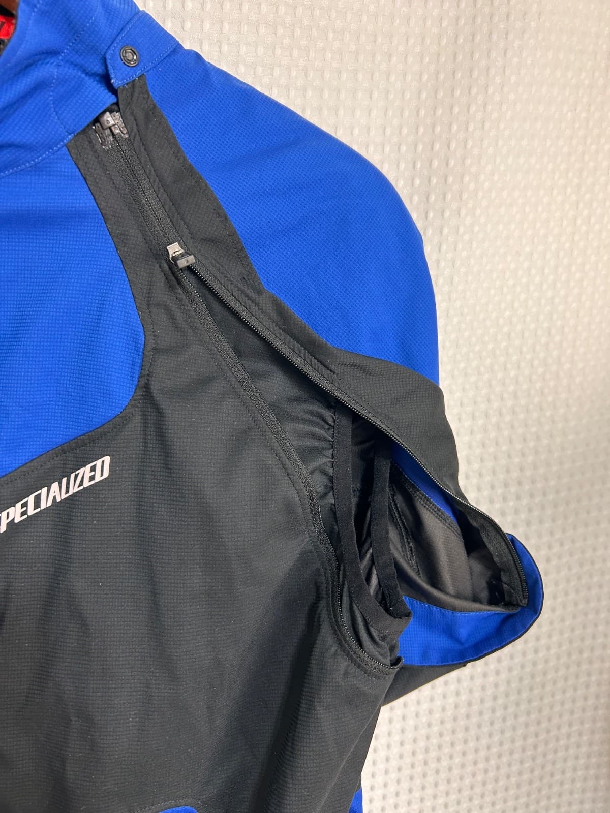 Specialized Deflect Hybrid Rain Jacket Mens L Blue Vest Convertible Wind c - Thumbnail 12
