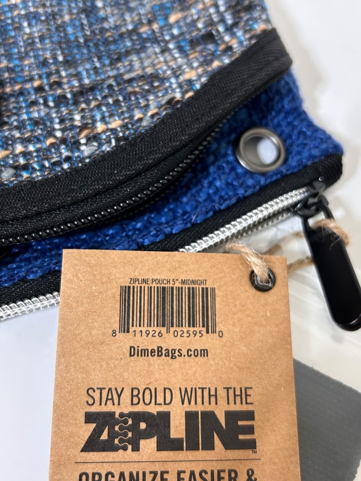 NWT DIME BAGS Zipline Hemp Pouch W Clip, 5” Midnight Blue 2 Pocket - Thumbnail 4