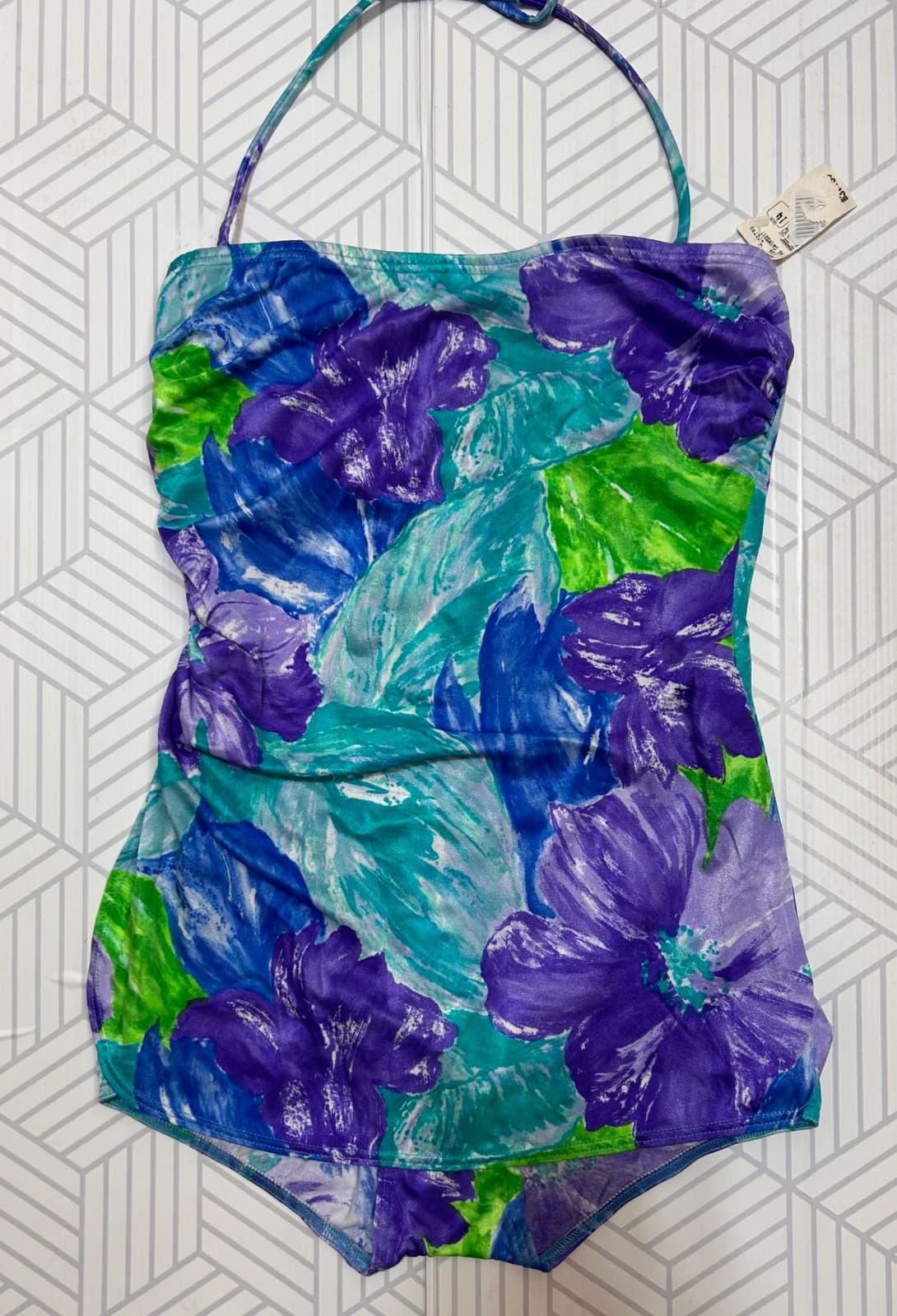NWT Vintage 90s Christina Canada size 14 Modern 10 M/L Halter One Piece Swimsuit - Thumbnail 12