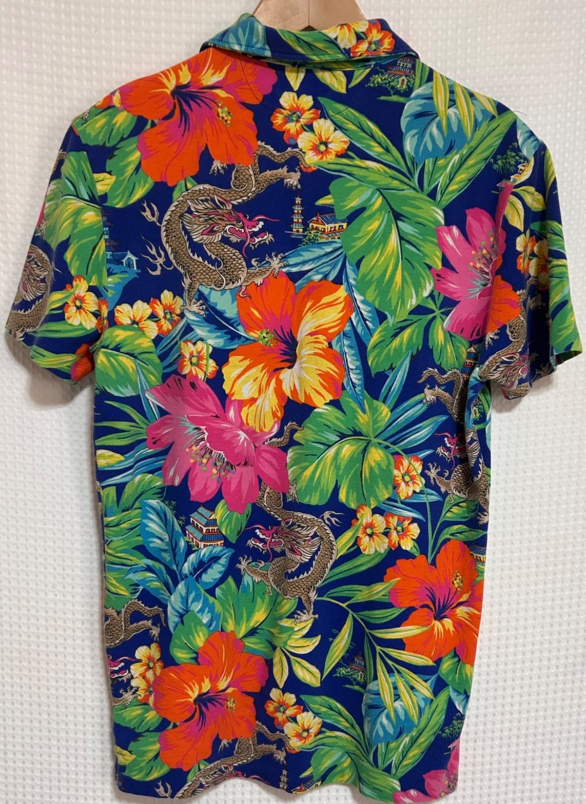 Polo Ralph Lauren Featherweight Mesh Dragon Hawaiian Tshirt Men’s Small a1 - Thumbnail 3