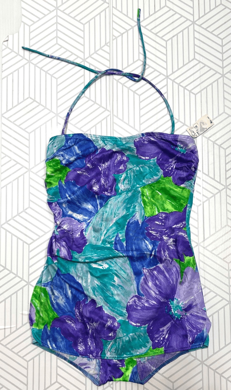 NWT Vintage 90s Christina Canada size 14 Modern 10 M/L Halter One Piece Swimsuit - Thumbnail 2