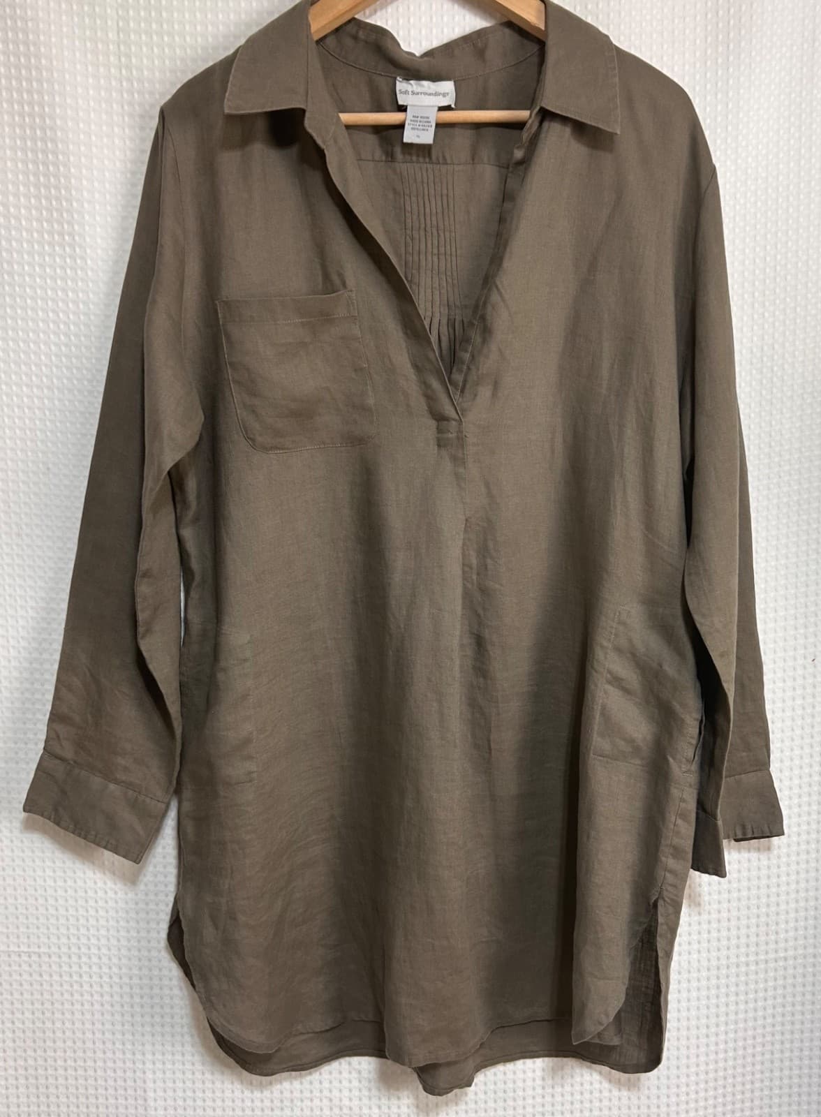 Soft Surroundings Tunic Short Dress 100% Linen Tall Large Pockets Minimalist a1 - Thumbnail 10