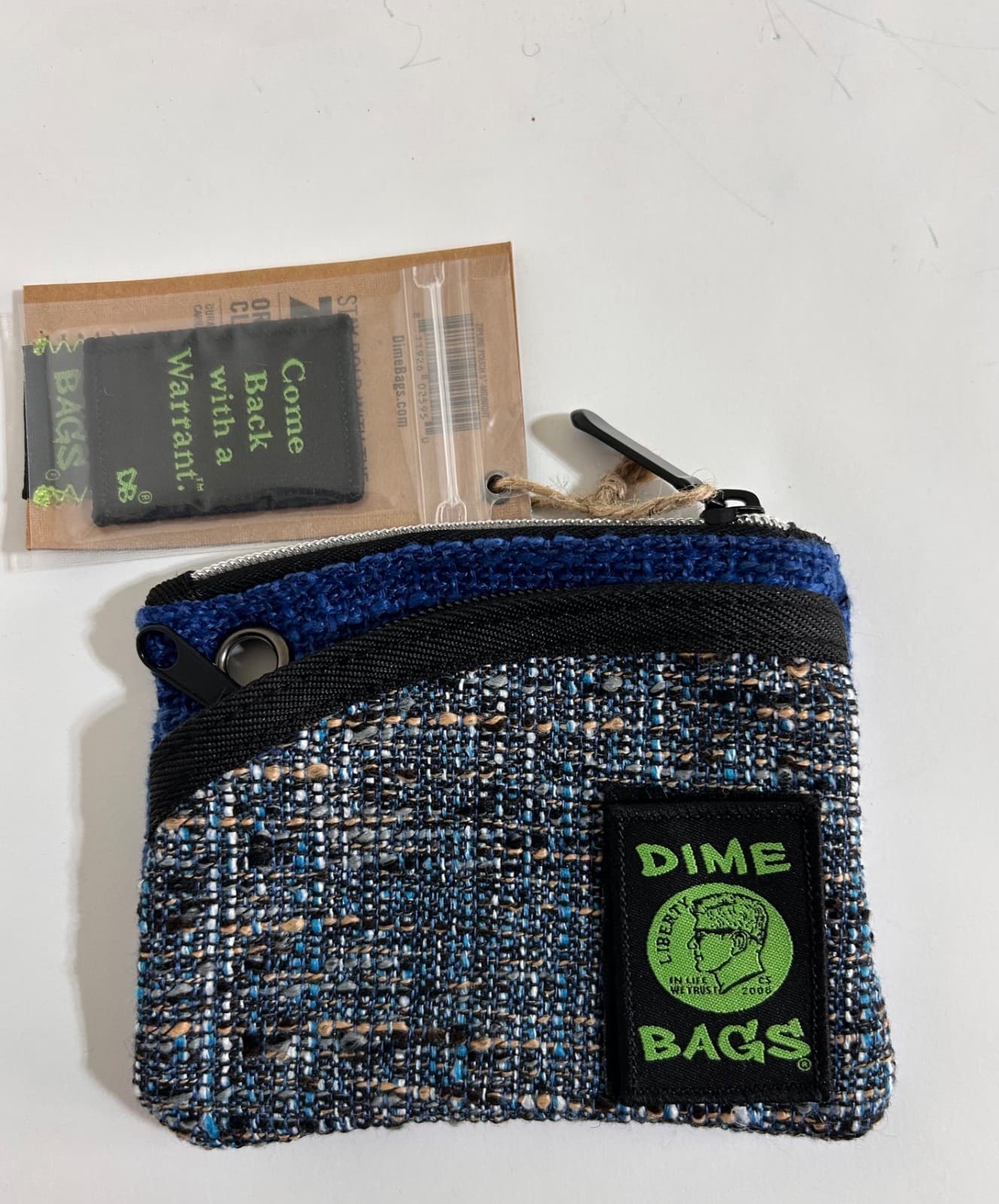 NWT DIME BAGS Zipline Hemp Pouch W Clip, 5” Midnight Blue 2 Pocket - Thumbnail 9