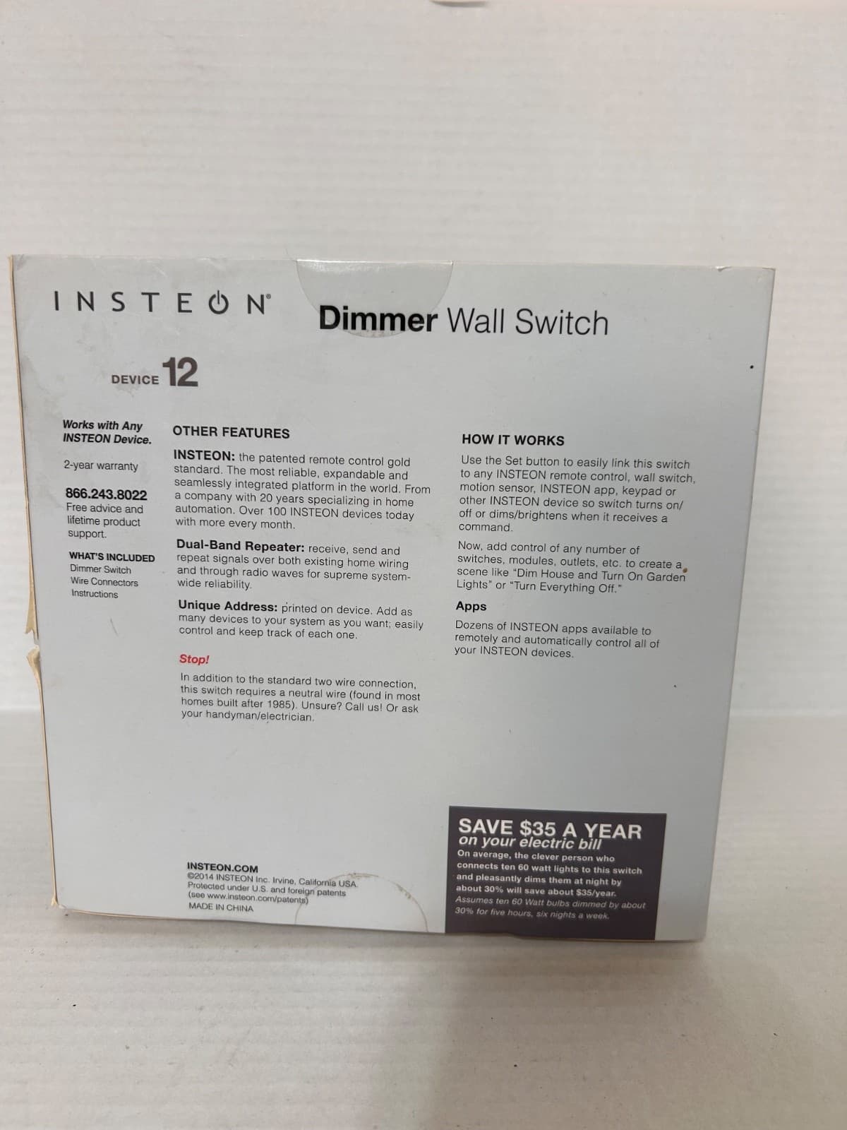 Insteon Dimmer Wall Switch 2432-292 Device 12 NEW in BOX - Thumbnail 4